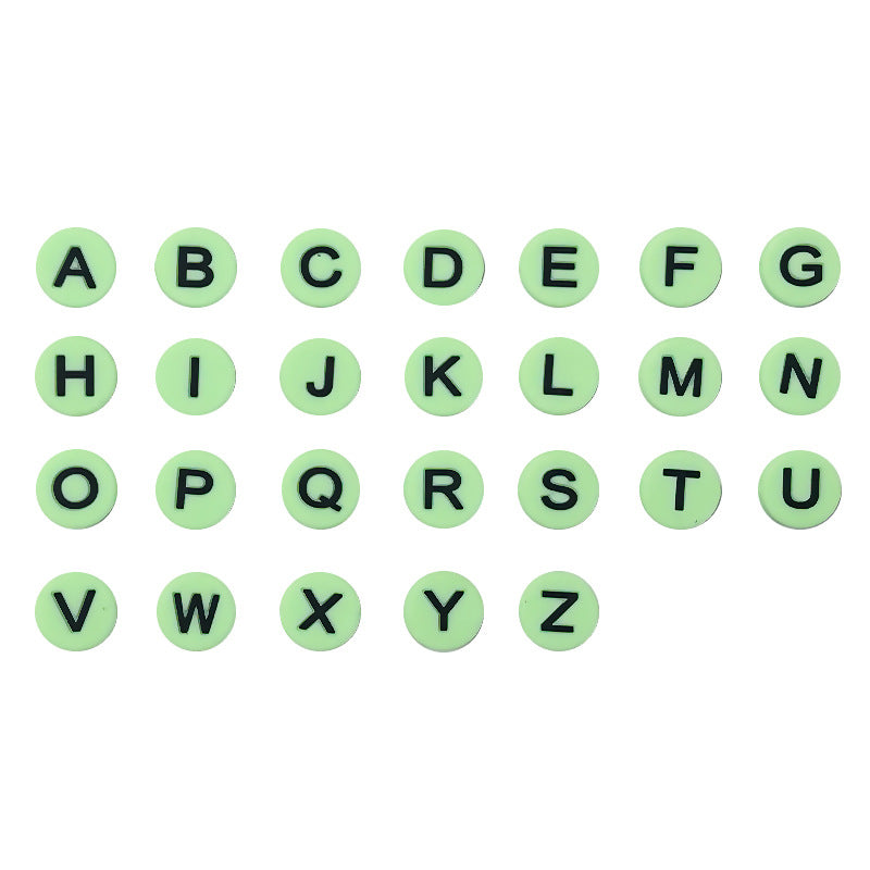 Wholesale 100pcs/pack Horizontal hole 26 letters bracelet silicone flat beads